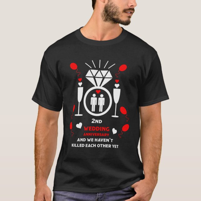 Gay Men 2nd Wedding Anniversary   T-Shirt (Front)