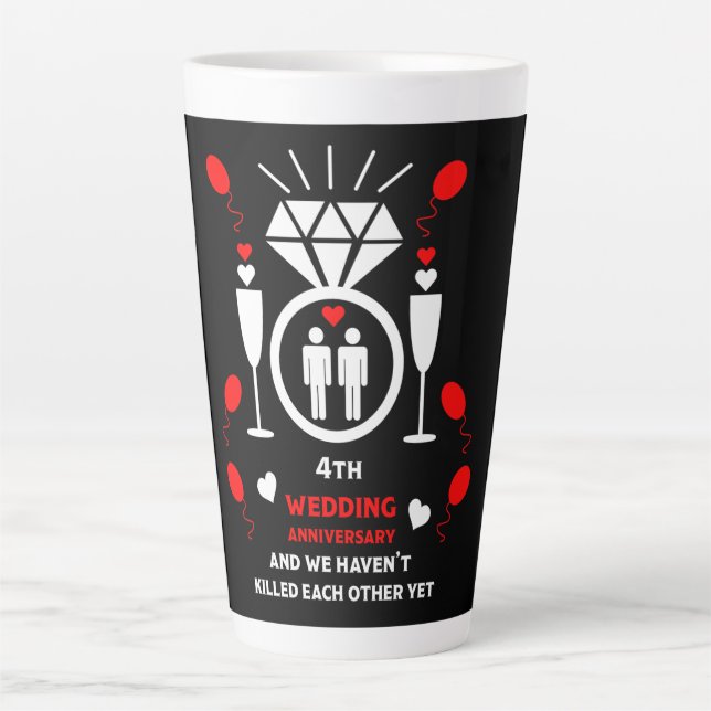 Gay Men 4th Wedding Anniversary   Latte Mug (Front)