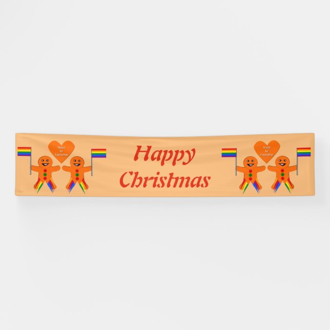 Gay Men Christmas Gingerbread Couple Custom Banner (Horizontal)