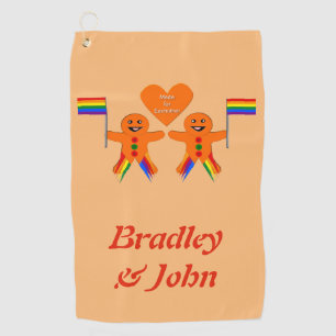 Gay Men Christmas Gingerbread Couple Custom Golf Towel