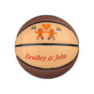 Gay Men Christmas Gingerbread Couple Custom Mini Basketball
