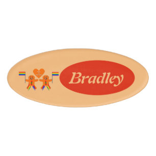 Gay Men Christmas Gingerbread Couple Custom Name Tag