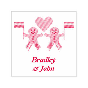 Gay Men Christmas Gingerbread Couple Custom Self-inking Stamp
