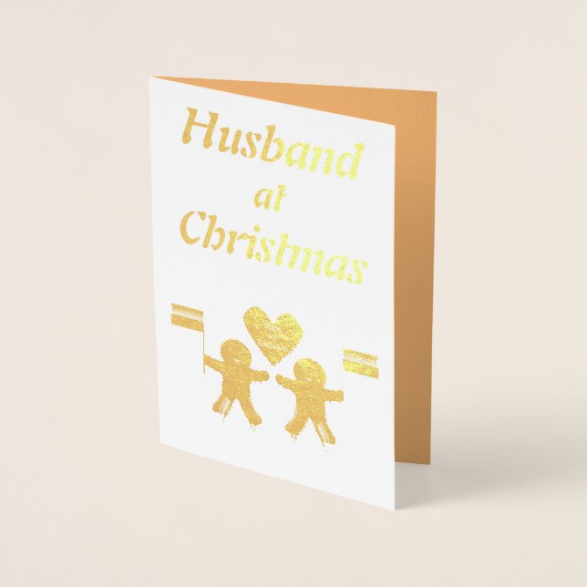 Gay Men Christmas Gingerbread Couple Husband Foil Card (Front)