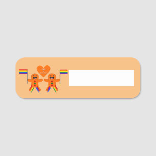 Gay Men Christmas Gingerbread Couple Name Tag