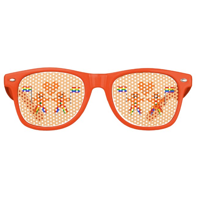 Gay Men Christmas Gingerbread Couple Retro Sunglasses (Front)