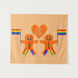 Gay Men Christmas Gingerbread Couple Tapestry