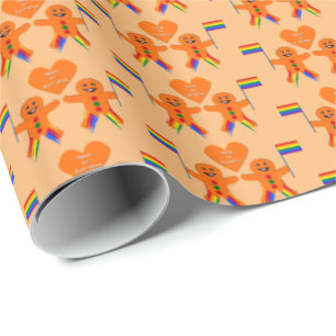Gay Men Christmas Gingerbread Couple Wrapping Paper