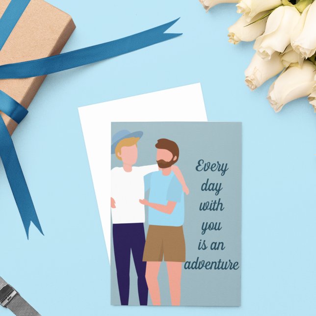 Gay Men Couple in Love Anniversary Valentines Day Card (Creator Uploaded)