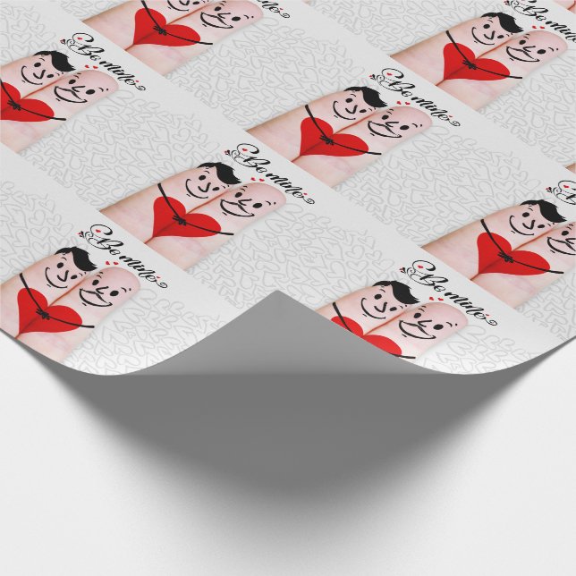 Gay Men Finger People in Love Be Mine Valentine Wrapping Paper (Corner)