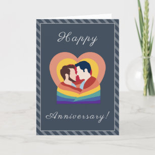 Gay Men Pride Couple LGBTQ Wedding Anniversary Holiday Card