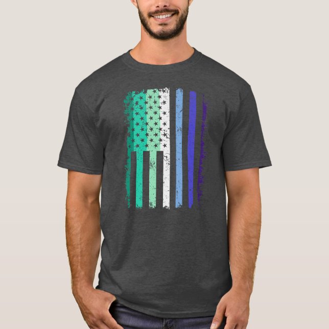 Gay Men Pride US American Flag Love Wins LGBT T-Shirt (Front)