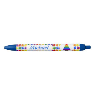Gay Men Rainbow Christmas Tree and Presents Custom Black Ink Pen
