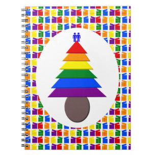 Gay Men Rainbow Christmas Tree and Presents Notebook