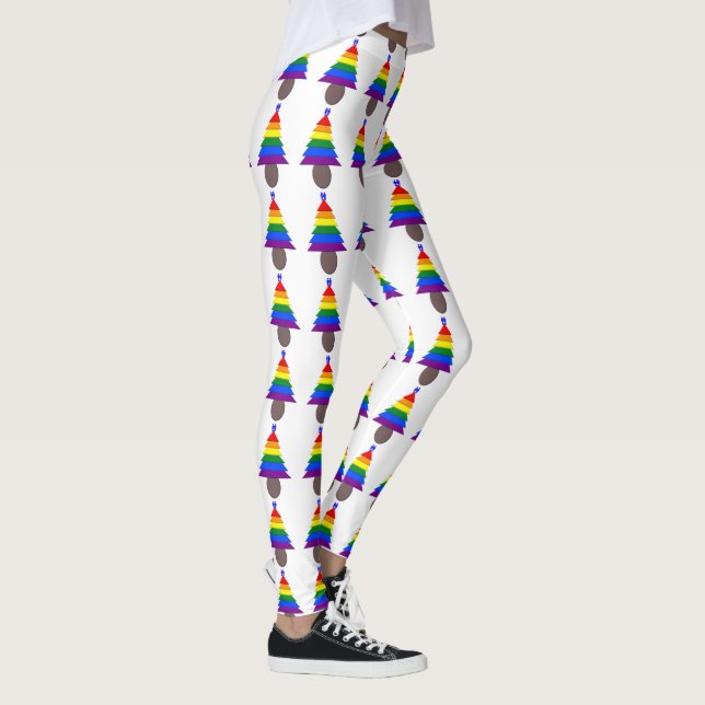 Gay Men Rainbow Christmas Tree Leggings (Right)