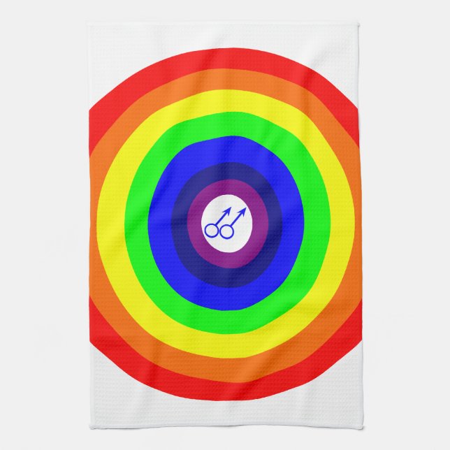 Gay Men Round Rainbow Kitchen Towel (Vertical)