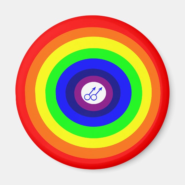 Gay Men Round Rainbow Magnet (Front)