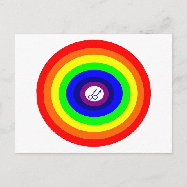 Gay Men Round Rainbow Postcard (Front)