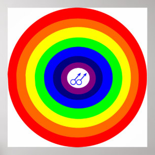 Gay Men Round Rainbow Poster