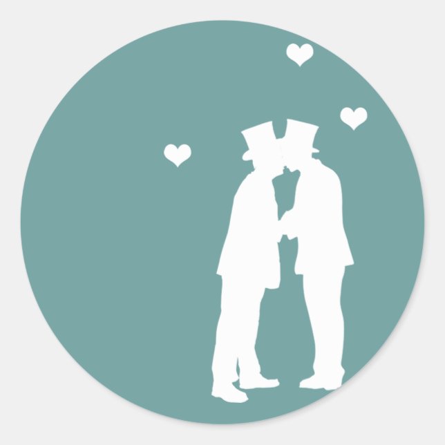 Gay Men Wedding Classic Round Sticker (Front)