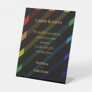 Gay Men Wedding Elegant Rainbow Cards & Gifts Pedestal Sign