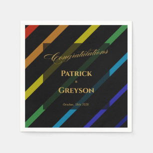 Gay Men Wedding Elegant Rainbow Cocktail Napkin