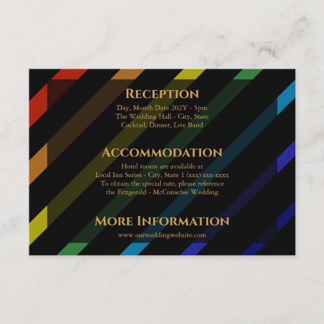 Gay Men Wedding Elegant Rainbow Enclosure Card (Front)