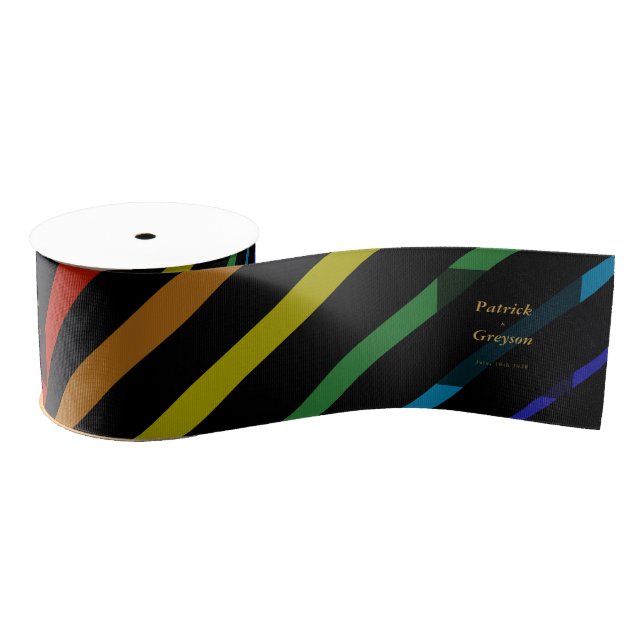 Gay Men Wedding Elegant Rainbow Grosgrain Ribbon (Spool)