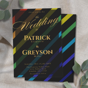 Gay Men Wedding Elegant Rainbow Invitation