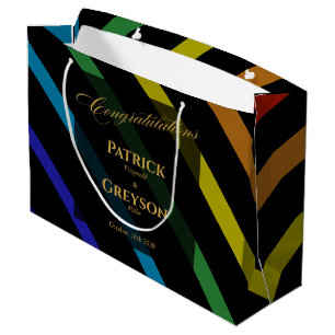 Gay Men Wedding Elegant Rainbow Large Gift Bag
