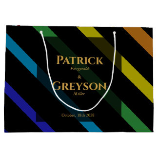 Gay Men Wedding Elegant Rainbow Large Gift Bag
