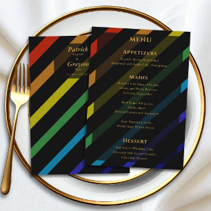 Gay Men Wedding Elegant Rainbow Menu