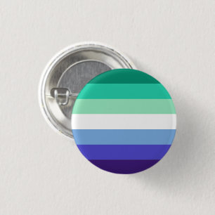 Gay Mens Pride Flag (Azure & Blue) 3 Cm Round Badge