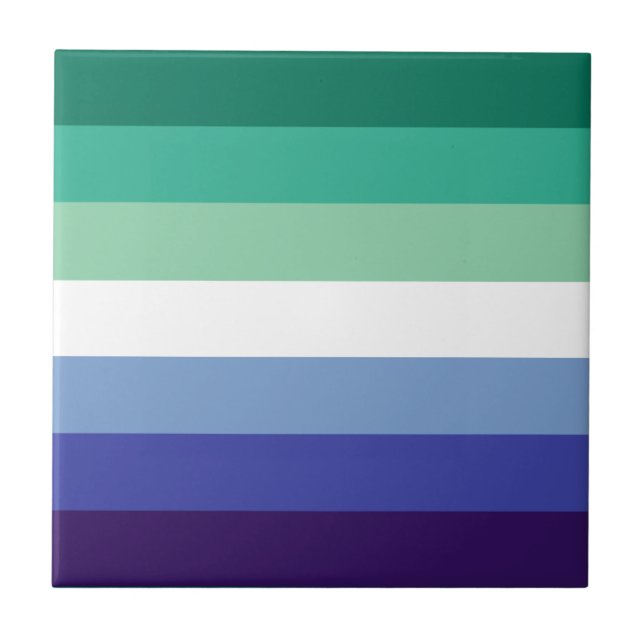 Gay Men's Pride, Striped Print, LGBTQ PRIDE Ceramic Tile (Front)
