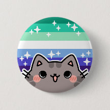 Gay (MLM) LGBT Pride Flag Cat Button