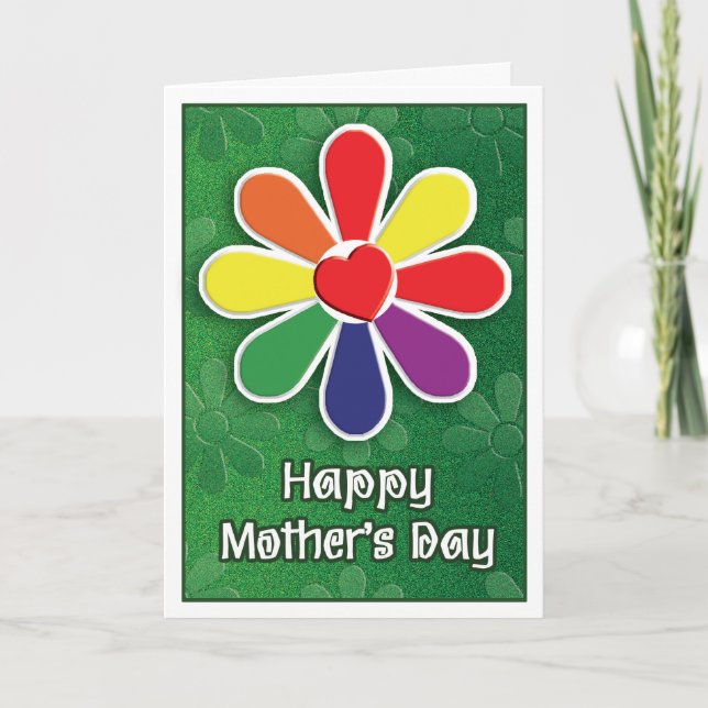 Gay Mothers Day Cards - Pride Flower (Front)