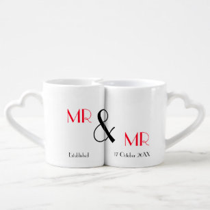 Gay Newlyweds Mr and Mr Personalised Wedding Gift Coffee Mug Set