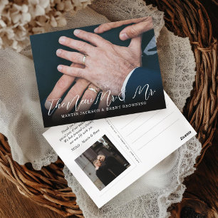 Gay Newlyweds Mr. and Mr. Photo Thank You Postcard