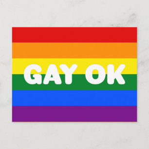 GAY OK LGBT 6-Stripe Rainbow Gay Pride Flag Postcard