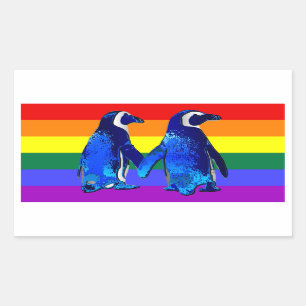 "Gay Penguin Couple" Rectangular Sticker