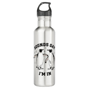 Gay Penguin Sounds Gay I'm In Vintage Queer Lgbtq  710 Ml Water Bottle