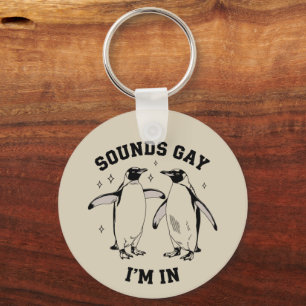 Gay Penguin Sounds Gay I'm In Vintage Queer Lgbtq  Key Ring