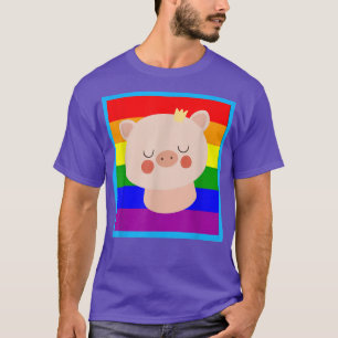 Gay Pig With Crown LGBT Stuff Teens Princess Rainb T-Shirt