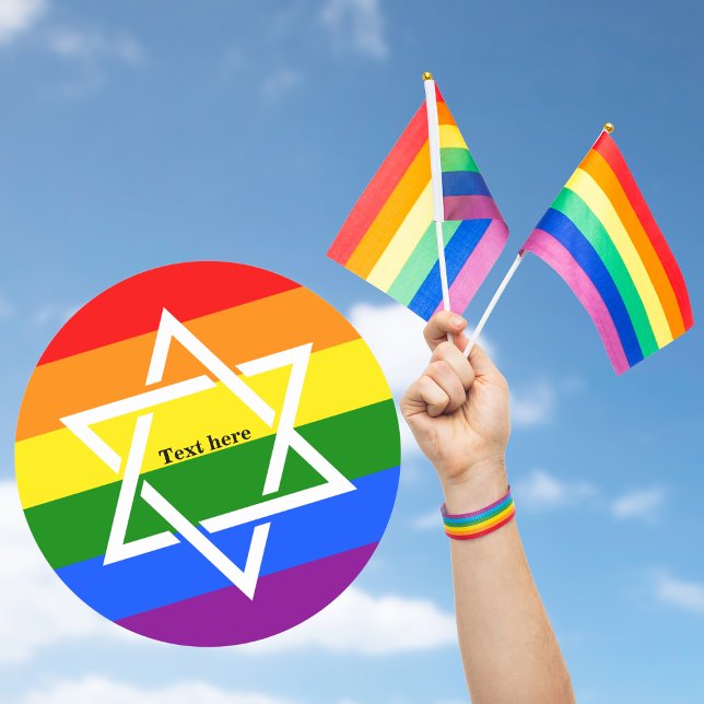 Gay Praid Rainbow Flag Jewish Star of David  Classic Round Sticker (Creator Uploaded)