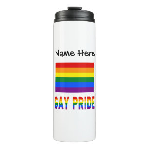Gay Pride and Rainbow Flag Personalised  Thermal Tumbler