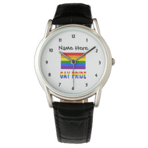 Gay Pride and Rainbow Flag with Your Name Watch