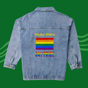 Gay Pride and Rainbow Flag Yellow Personalisation  Denim Jacket