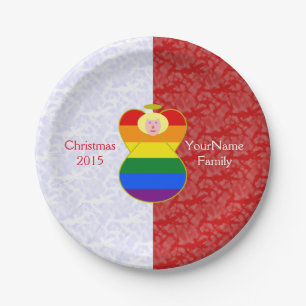 Gay Pride Angel Blonde Hair Red and White Personal Paper Plate