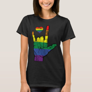 Gay Pride ASL Sign Languages LGBT Deaf Awareness M T-Shirt