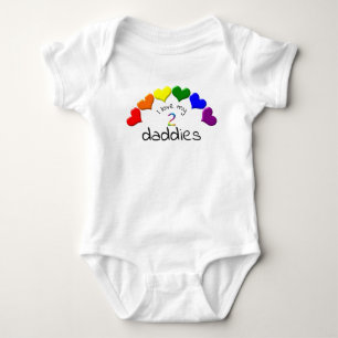 Gay Pride Baby I Love My 2 Daddies Rainbow Hearts  Bodysuit